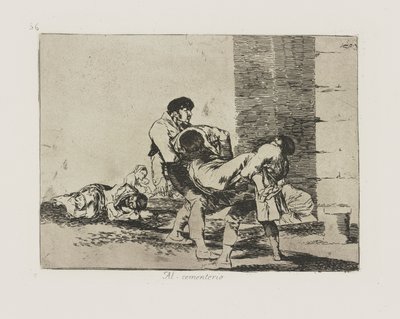 A temetőbe. (A temetőbe.), pl. 56. A háború katasztrófái című sorozatból alkotó: Francisco de Goya