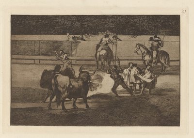 Banderillas of Fire (Banderillák petárdákkal), 31. tábla a Bikaviadalból alkotó: Francisco de Goya