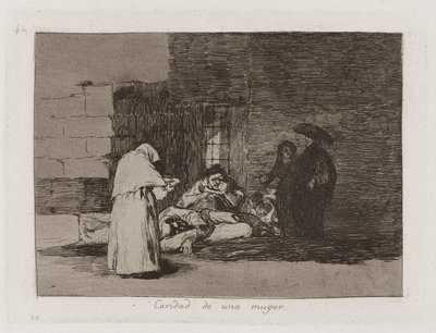 Egy nő jótékonykodása (A Woman alkotó: Francisco de Goya