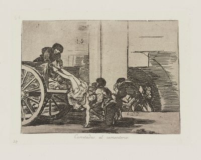 Autóutak a temetőbe. (Szekerek a temetőbe.), pl. 64 A háború katasztrófái című sorozatból alkotó: Francisco de Goya
