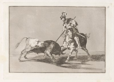 El Cid Campeador egy másik bikát lándzsázva (The Cid Campeador Spearing Another Bull), La tauromaquia 11. táblája alkotó: Francisco de Goya