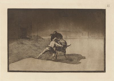 A híres Martincho, a banderillákat megszakítva. (A híres Martincho teste mozgásával elhelyezi a banderillákat, akik a bikával játszanak), 15. tábla a La tauromaquia-ból alkotó: Francisco de Goya