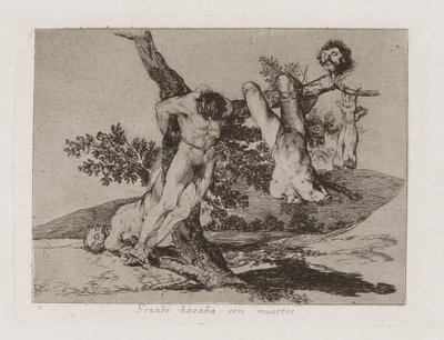 Nagy bravúr! Halottakkal! (Hősi bravúr! Halottakkal!), 39. tábla a The Disasters of War-ból alkotó: Francisco de Goya