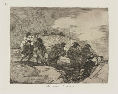 No saben el camino. (Nem ismerik az utat.), pl. 70 a Los desastres de la guerra (A háború katasztrófái) sorozatból alkotó: Francisco de Goya