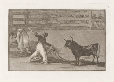 A szigonyok eredete? banderillák (a szigonyok vagy banderillák eredete), 7. tábla a bikaviadalokból alkotó: Francisco de Goya