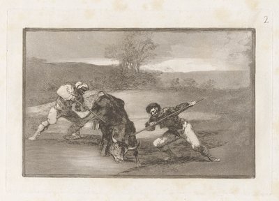 Egy másik módja a vadászatnak? láb (A gyalogvadászat másik módja), 2. tábla a Bikaviadalból alkotó: Francisco de Goya