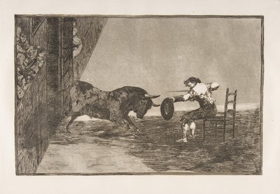 A Tauromaquia 18. táblája: Martincho merészsége a ringben Saragossában, 1816. alkotó: Francisco de Goya
