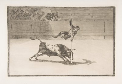 20. tábla a Tauromaquiáról: Juanito Apiñani mozgékonysága és merészsége [a ringben]..., 1816. alkotó: Francisco de Goya
