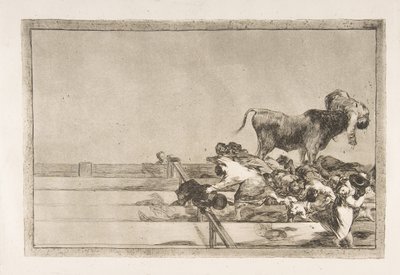 21. tábla a Tauromaquiától: Félelmetes események a ring első soraiban Madridban a..., 1816. alkotó: Francisco de Goya