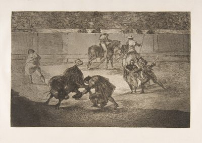 A Tauromaquia 29. táblája: Pepe Illo a recorte átadása., 1816. alkotó: Francisco de Goya
