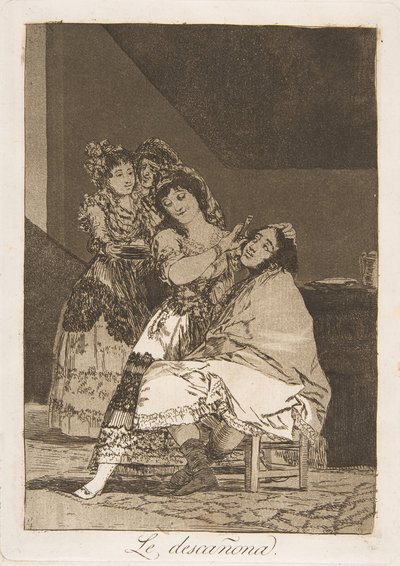 35. tábla Los Caprichosból: Le descañona., 1799. alkotó: Francisco de Goya