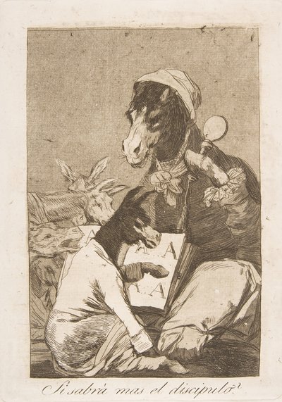 37. tábla Los Caprichosból: Talán nem tudna többet a tanuló Si Sabrá mas el discipulo, 1799. alkotó: Francisco de Goya