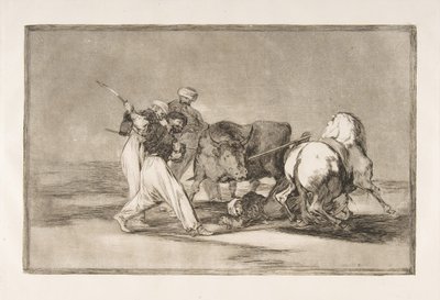 A Tauromaquia 3. táblája: A mórok Spanyolországban telepedtek le, feladva az 1816-os... babonákat. alkotó: Francisco de Goya