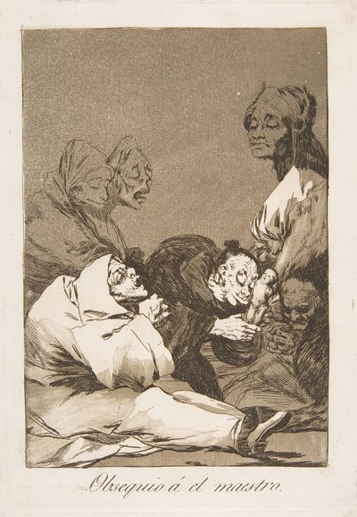 47. tábla Los Caprichosból: Ajándék Obsequio á el maestro mesternek, 1799. alkotó: Francisco de Goya