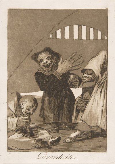 49. tábla Los Caprichosból: Hobgoblins Duendecitos., 1799. alkotó: Francisco de Goya