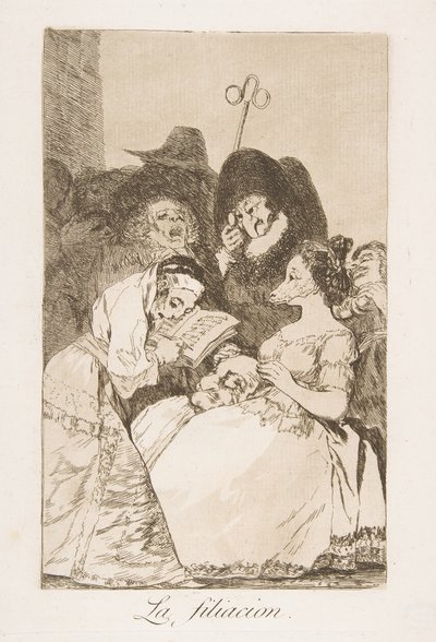 57. tábla Los Caprichosból: The filiation La filiacion., 1799. alkotó: Francisco de Goya