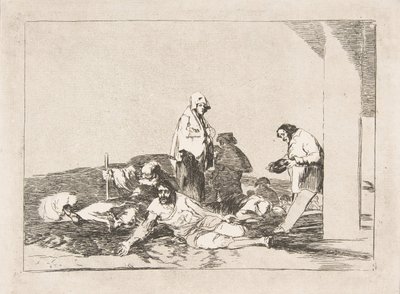 58. tábla a The Disasters of War Los Desastres de la Guerra-ból: Nincs értelme sírni..., 1811-12. alkotó: Francisco de Goya