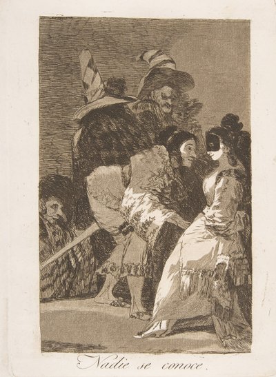 6. tábla Los Caprichosból: Senki sem ismeri magát Nadie se conoce., 1799. alkotó: Francisco de Goya