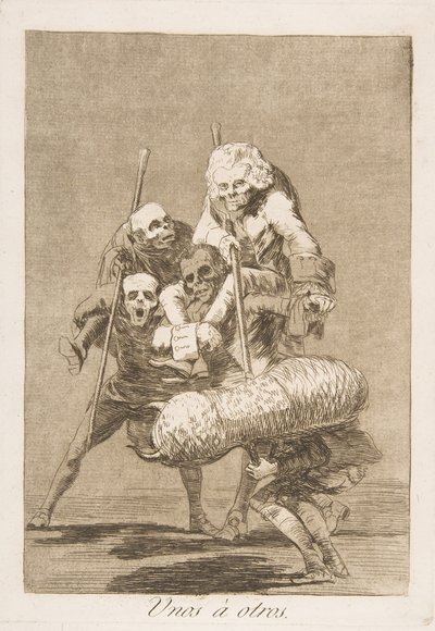 „Los Caprichos” 77. tábla: Mit tesz az ember a másikkal Unos á otros., 1799. alkotó: Francisco de Goya