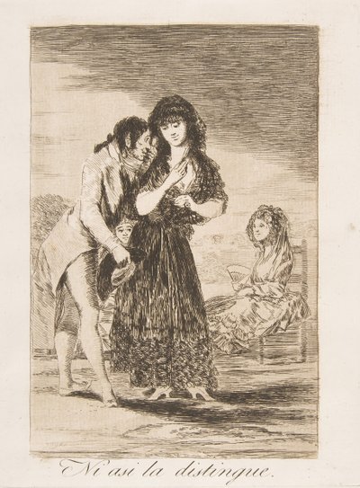7. tábla a „Los Caprichosból”: Még így sem tudja kivenni Ni asi la distingue., 1799. alkotó: Francisco de Goya