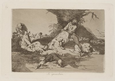 Se aprovechan (Használják őket), pl. 16 a Los desastres de la guerra (A háború katasztrófái) sorozatból alkotó: Francisco de Goya