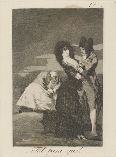 Tal para qual. (Kettő egyfajta), pl. 5 a Los caprichos sorozatból alkotó: Francisco de Goya