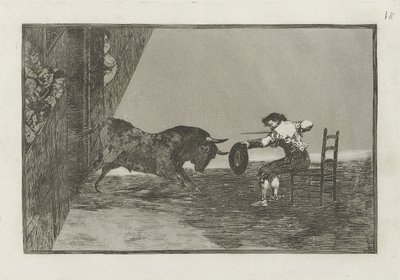 Temeridad de Martincho en la plaza de Zaragoza (Martincho merészsége a gyűrűben Zaragozában), La tauromaquia 18. táblája alkotó: Francisco de Goya