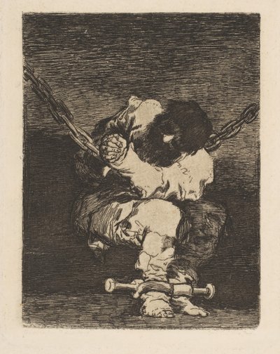 Az őrizet olyan barbár, mint a bűncselekmény. Biztonság olyan barbár, mint a bűncselekmény, kb. 1815. alkotó: Francisco de Goya
