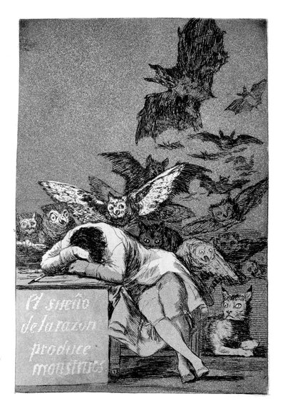 Az értelem álma szörnyeket szül, 1799 alkotó: Francisco de Goya