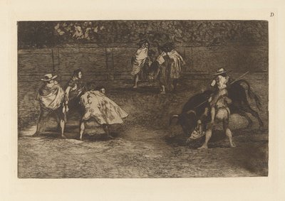 Egy torreádor lovagol d?n chulo vállán alkotó: Francisco de Goya