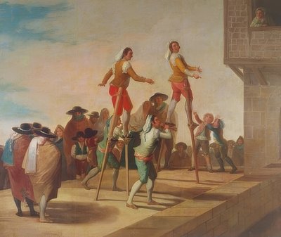 A gólyalábasok (Los Zancos). 1791-92 alkotó: Francisco de Goya