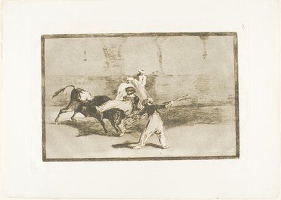 Egy mór, akit elkapott a bika a gyűrűben, 8. lemez A bikaviadal művészetéből alkotó: Francisco Jose de Goya y Lucientes