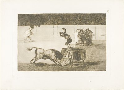 Egy másik őrület ugyanabban a ringben, a 19. lemez a Bikaviadal művészetéből alkotó: Francisco Jose de Goya y Lucientes
