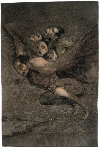 Buen Viage (Biztonságos utazás). Szárnyszörnyek. 1802 körül (metszet) alkotó: Francisco Jose de Goya y Lucientes