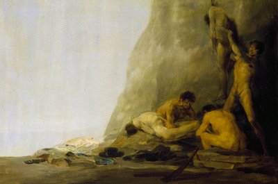Kannibálok előkészítik áldozataikat, avagy Jean de Brebeuf és Gabriel Lallemant testét megnyúzzák az irokézek 1649-ben, 1800-08 körül (olaj, tábla). alkotó: Francisco Jose de Goya y Lucientes