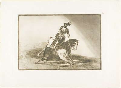 V. Károly lándzsás bikával a ringben Valladolidban, tizedik lemez A bikaviadal művészetéből alkotó: Francisco Jose de Goya y Lucientes