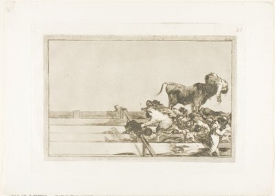 Félelmetes események a madridi ring első soraiban, és Torrejón polgármesterének halála, 21. tábla A bikaviadal művészetéből alkotó: Francisco Jose de Goya y Lucientes