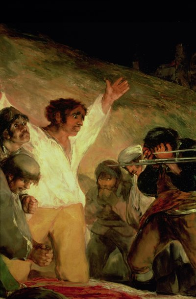 Madrid védőinek kivégzése, 1808. május 3., egy felemelt kezű férfi részlete alkotó: Francisco Jose de Goya y Lucientes