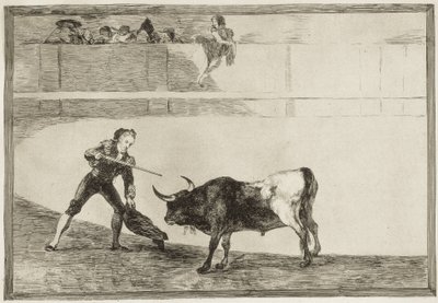 GOYA Y LUCIENTES, Francisco de (1746-1828). Pedro Romero megöli a megállított bikát. 1816. (25,1 x 35,9 cm). ROMERO, Pedro (1754-1839). Spanyol torreádor. „A bikaviadal művészete” 30. táblája. Rézkarc. SPANYOLORSZÁG. MADRID (AUTONÓM KÖZÖSSÉG). Madrid. Nemz alkotó: Francisco Jose de Goya y Lucientes
