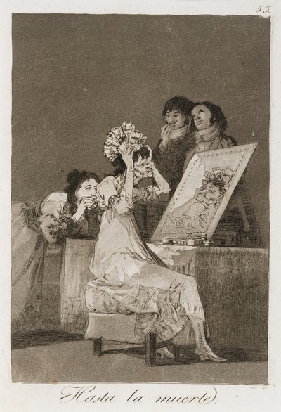 Hasta la muerta Los Caprichosból, 1799-ben megjelent (rézkarc, csiszolt akvatinta és szárazhegy) alkotó: Francisco de Goya