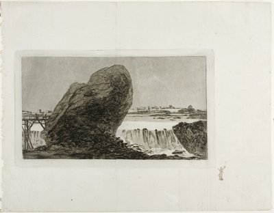 Táj vízeséssel, 1810 előtt alkotó: Francisco de Goya