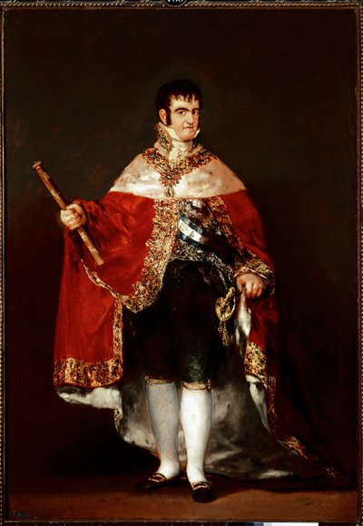 VII. Ferdinánd király portréja királyi viseletben (olaj, vászon, 1815 körül) alkotó: Francisco de Goya