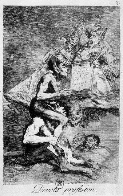 Hitvallás, boszorkánysági jelenet elfekkel, Goya, 18. század vége. alkotó: Francisco de Goya