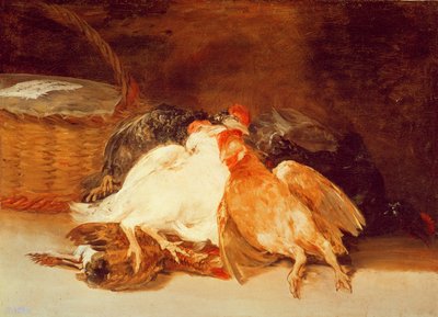 Csendélet döglött csirkékkel és fonott kosárral (olaj, vászon) alkotó: Francisco de Goya