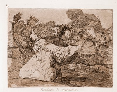 A háború katasztrófái: sarlatánok farandole (rézkarc az előkészítő rajzból alkotó: Francisco de Goya