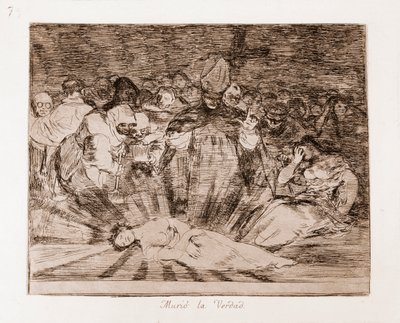 A háború katasztrófái: Az igazság halott (rézkarc az előkészítő rajzból alkotó: Francisco de Goya