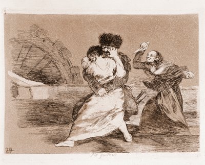 A háború katasztrófái : Nem akarnak (előkészítő rajzból rézkarc alkotó: Francisco de Goya