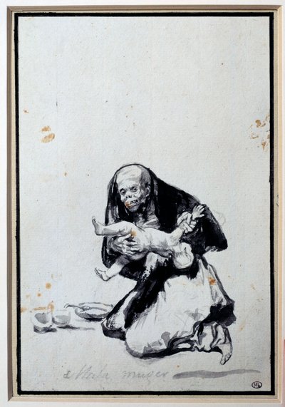 Rossz nő antropofágia jelenet, egy boszorkánynak gyereke van. Szürke mosás, Francisco Goya y Lucientes (1746-1828) Sun. 0,21x0,14 m Párizs, Louvre Múzeum alkotó: Francisco de Goya