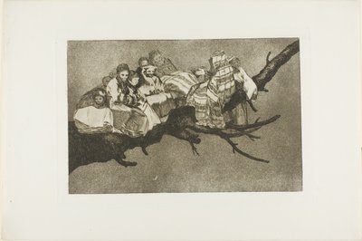To Go Amongst the Branches, azaz a kalapon keresztül beszélni, harmadik tányér a Los Proverbiosból. alkotó: Francisco Jose de Goya y Lucientes