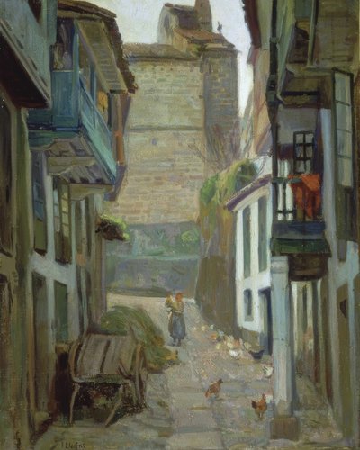 CALLE DE SANTA MARIA - BETANZOS - OLEO / LIENZO - 59X46 CM alkotó: Francisco Llorens Diaz